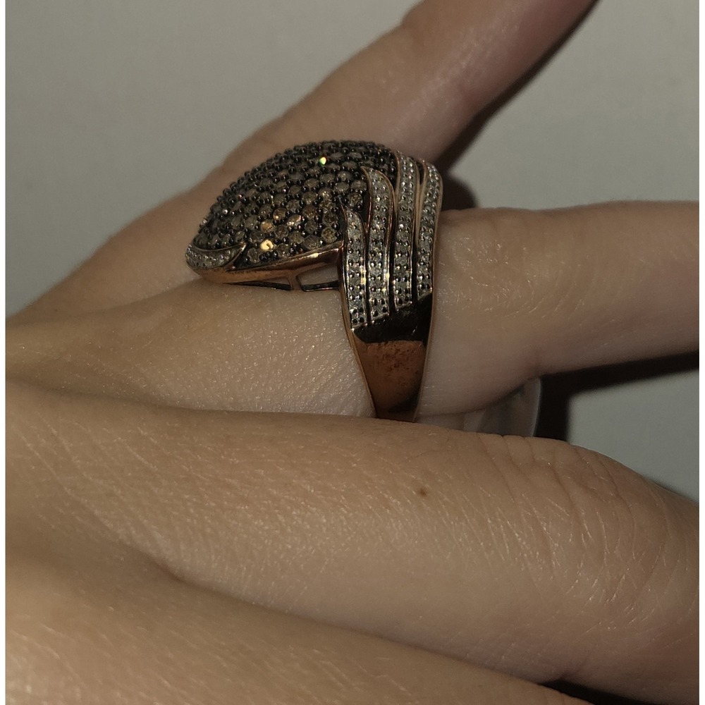 Park Avenue 2.10 White And Mocha Diamond 18k Rose Gold Over Sterling Ring. 7 - Picture 8 of 10